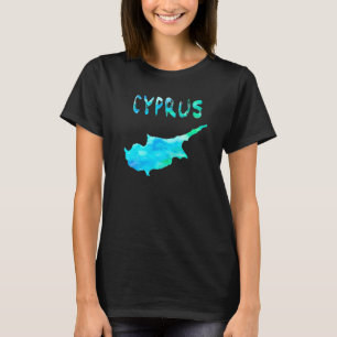 キプロスの地図キプロスカラフルの地図ウォーターカラーイリュウ Tシャツ