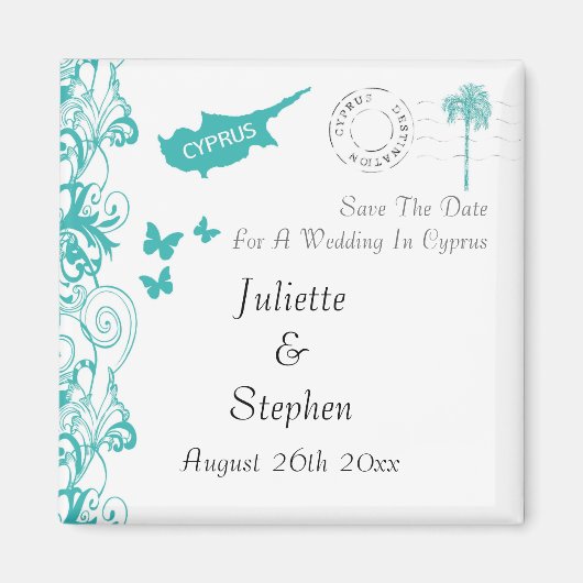 キプロスの結婚式は日付を保存 マグネット (正面)