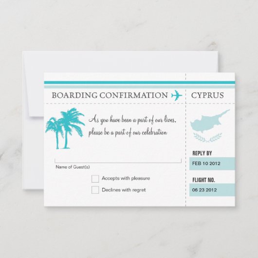 キプロスへの出発案内 出席確認カード 出欠カード (正面)