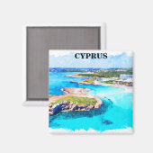 キプロスカラフルウォーターカラービーチ マグネット (正面/裏面)