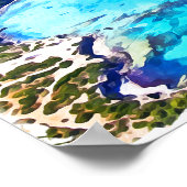 キプロスカラフル沿岸風景水色旅行 ポスター (角)