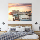 キプロスキレニアウォーターカラースケッチとヨット | キャンバスプリント (インサイチュ (寝室))