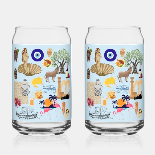 キプロスシンボル旅行愛好家 ガラス缶 (正面)