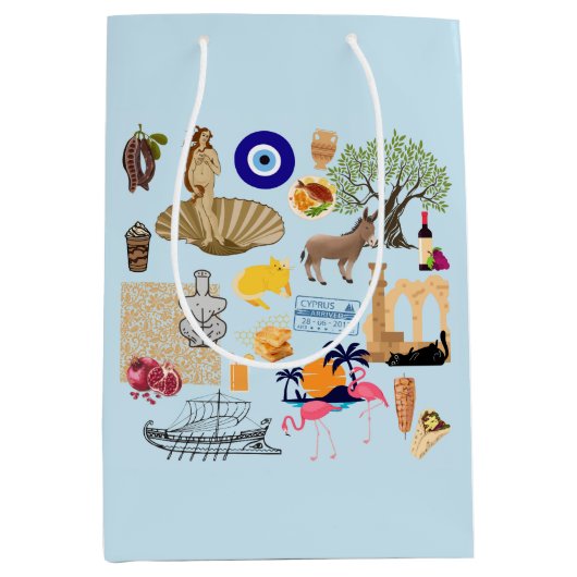 キプロスシンボル旅行愛好家 ミディアムペーパーバッグ (正面)