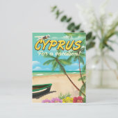 キプロスヴィンテージビーチ旅行ポスター ポストカード (スタンド正面)
