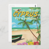 キプロスヴィンテージビーチ旅行ポスター ポストカード (正面/裏面)