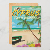 キプロスヴィンテージビーチ旅行ポスター 招待状 (正面/裏面)