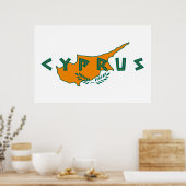 キプロス国地図国旗の旅行シンボル国 ポスター (キッチン)