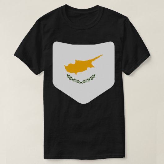 キプロス国旗と印刷キプロス国旗のポケットプーロ Tシャツ (デザイン正面)