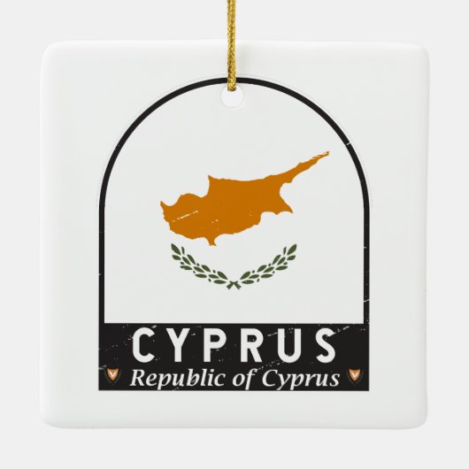 キプロス国旗のエンブレム動揺してヴィンテージ セラミックオーナメント (裏面)