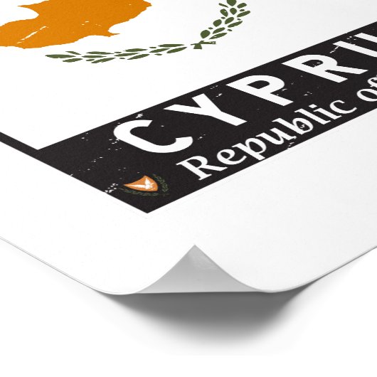 キプロス国旗のエンブレム動揺してヴィンテージ ポスター (角)