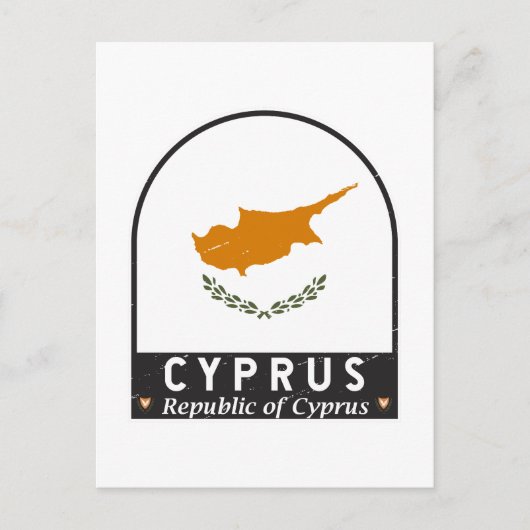 キプロス国旗のエンブレム動揺してヴィンテージ ポストカード (正面)