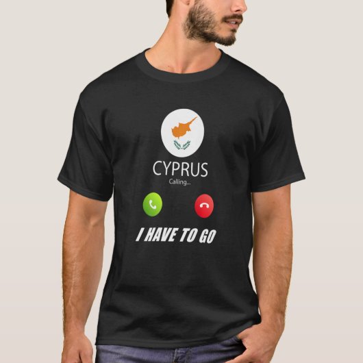 キプロス国旗の土産キプロスが電話している Tシャツ (正面)