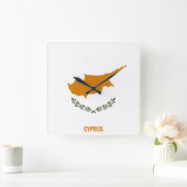 キプロス国旗愛国 スクエア壁時計 (ホーム)