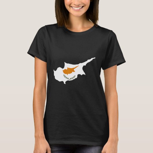 キプロス国旗：キプロスの輪郭：キプロス Tシャツ (正面)