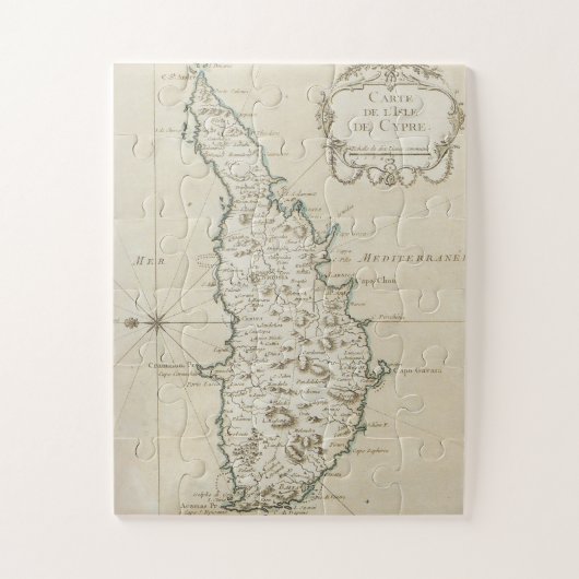 キプロス島の地中海の地図オールドアンティークブラウン ジグソーパズル (縦)