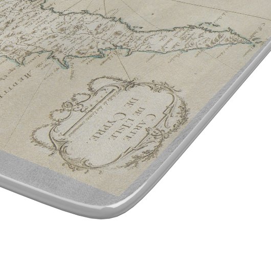 キプロス島地中海のの地図古いアンティークブラウン カッティングボード (角)