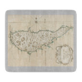 キプロス島地中海のの地図古いアンティークブラウン カッティングボード (正面)