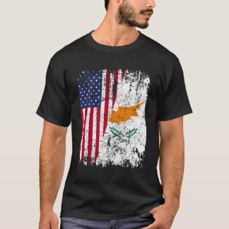 キプロス州旗ハーフアメリカ国旗 Tシャツ