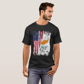 キプロス州旗ハーフアメリカ国旗 Tシャツ (正面フル)