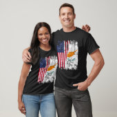 キプロス州旗ハーフアメリカ国旗 Tシャツ (ユニセックス)