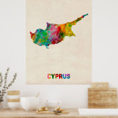 キプロス水彩地図 ポスター (キッチン)