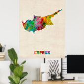 キプロス水彩地図 ポスター (ホームオフィス)