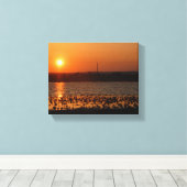 キプロス湖サンセットスカイサン自然景観環境 キャンバスプリント (インサイチュ (ウッドフロア))