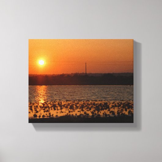 キプロス湖サンセットスカイサン自然景観環境 キャンバスプリント (正面)