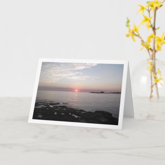 キプロス、パフォスの夕日 カード (黄色い花)