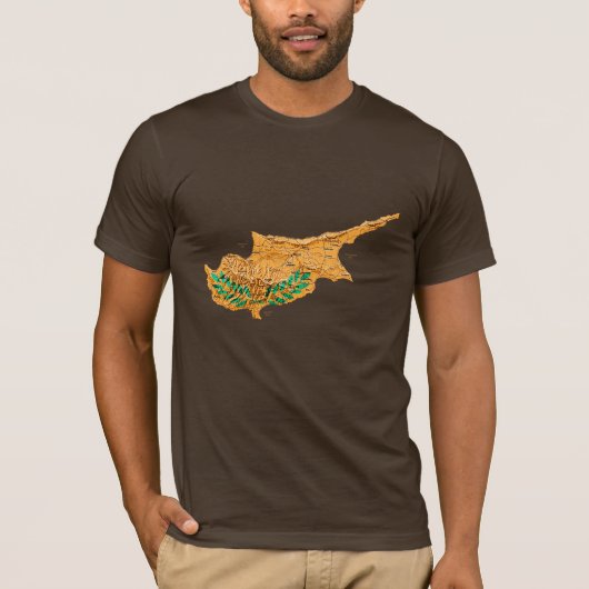 キプロス+国旗+地図+Tシャツ Tシャツ (正面)