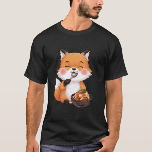 キムチを食べるキツネ Tシャツ (正面)