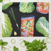 キムチ原料水彩おもしろい発酵 キッチンタオル (折り畳み)