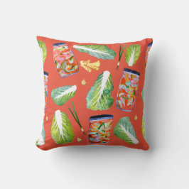 キムチ成分おもしろい発酵水色 クッション