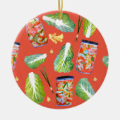 キムチ成分おもしろい発酵水色 セラミックオーナメント (正面)