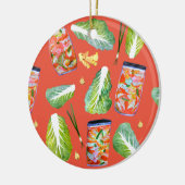 キムチ成分おもしろい発酵水色 セラミックオーナメント (左)