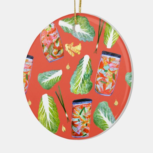 キムチ成分おもしろい発酵水色 セラミックオーナメント (左)