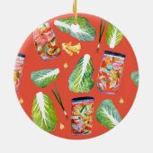 キムチ成分おもしろい発酵水色 セラミックオーナメント (裏面)