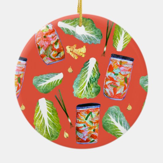 キムチ成分おもしろい発酵水色 セラミックオーナメント (裏面)