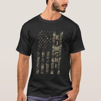 キムチ統一された州動揺して迷彩柄W米国国旗 Tシャツ