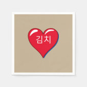 キムチ赤いハート-khaki スタンダードカクテルナプキン (正面)