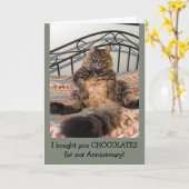 キムバー猫のアニバーサリーカードにチョコレートを贈る カード (黄色い花)