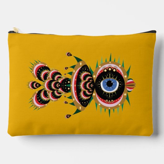 キメラ – 魚鳥大パウチ アクセサリーポーチ (正面)