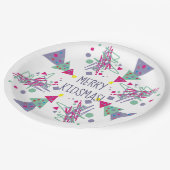 キメリードマスクリスマスティール(緑がかった色)パープルピンクツリーズキッズ ペーパープレート (アングル)