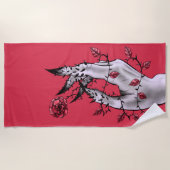 キモーハンドバラソーンマカブレレッド ビーチタオル (正面)