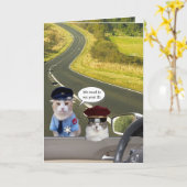 キャおもしろいット/子猫役員誕生日カード カード (黄色い花)