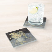 キャイルボット印象派による花瓶の黄色のバラ ガラスコースター (アングル)