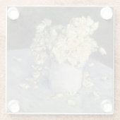 キャイルボット印象派による花瓶の黄色のバラ ガラスコースター (裏面)