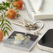 キャイルボット印象派による花瓶の黄色のバラ キーホルダー (正面右)