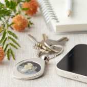 キャイルボット印象派による花瓶の黄色のバラ キーホルダー (側面)